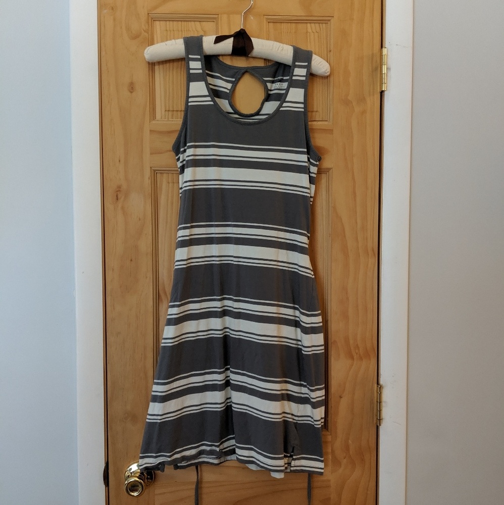 Horny Toad grey and white stripe dress, size small